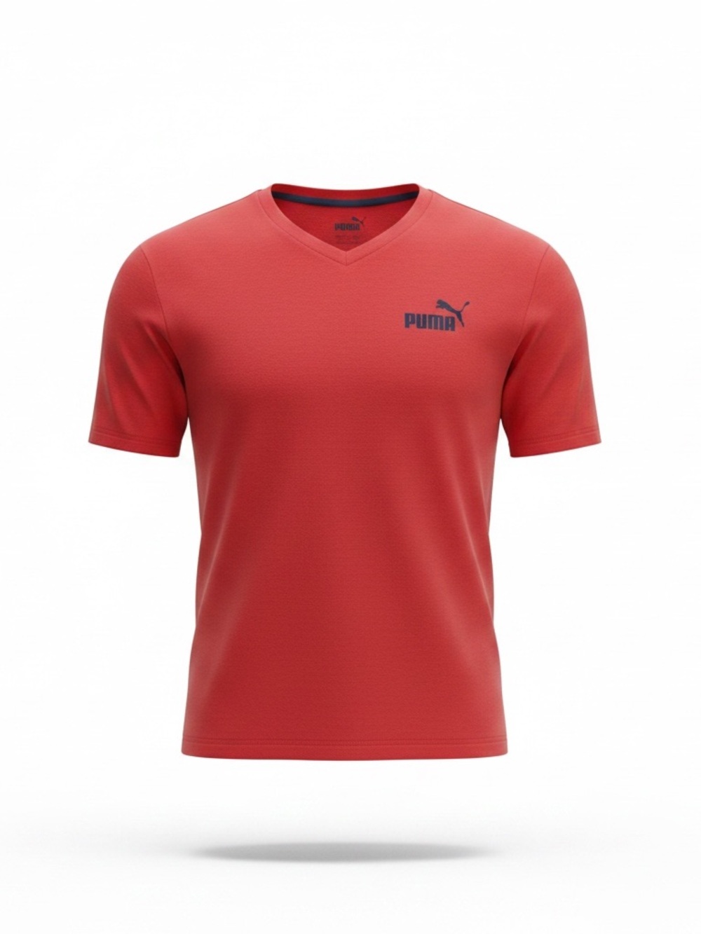 Puma Men's Coral-Red V-Neck Short Sleeve Tee